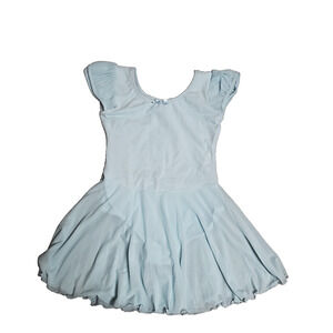 Dancina Girls Ballet Dance Leotard Dress Cap Sleeve Blue Chiffon Skirt Size 8–9